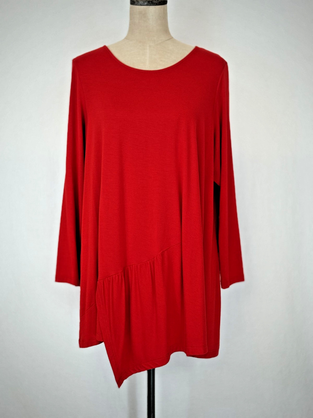 COMFY USA Red Asymmetrical Modal Super Soft Boutique Tunic Top 1X #0211